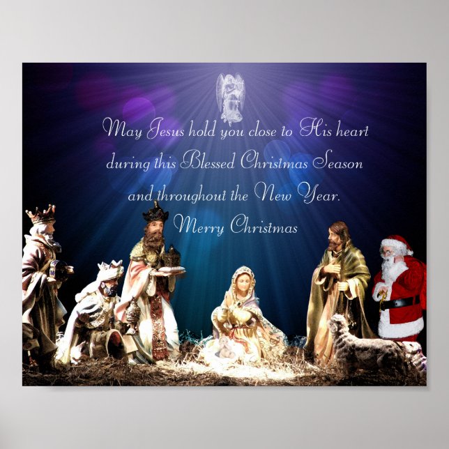 Poster Père Noël à la Nativité (Devant)