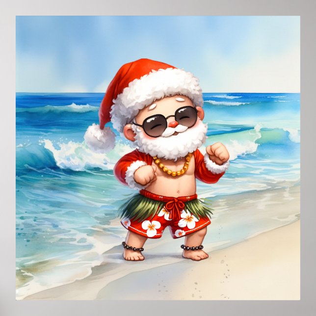 Poster Père Noël à Noël à la plage en juillet (Devant)