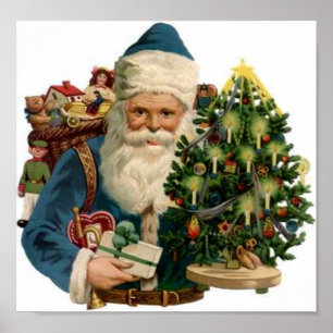 Poster Père Noël, Arbre, Sac de jouets