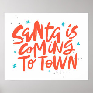 Poster Père Noël arrive à Town Holiday Design