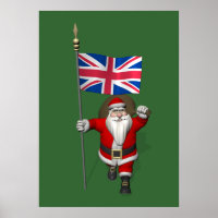 Père Noël Avec Drapeau Union Du Royaume-Uni