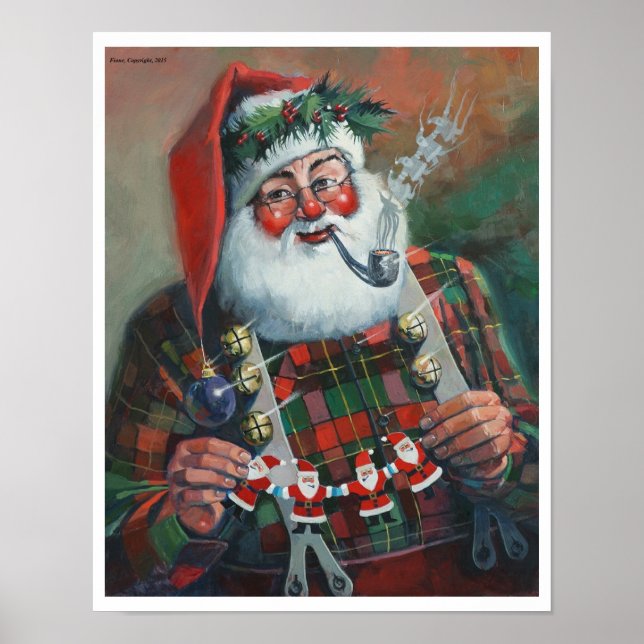 Poster Père Noël avec Garland (Devant)