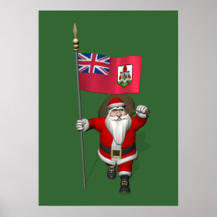 Poster Père Noël avec l'enseigne des Bermudes