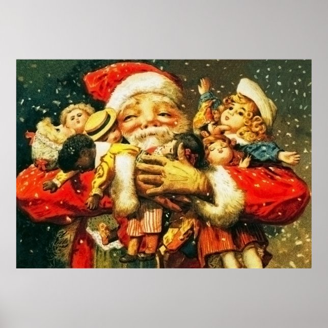 Poster Père Noël avec poupées (Devant)