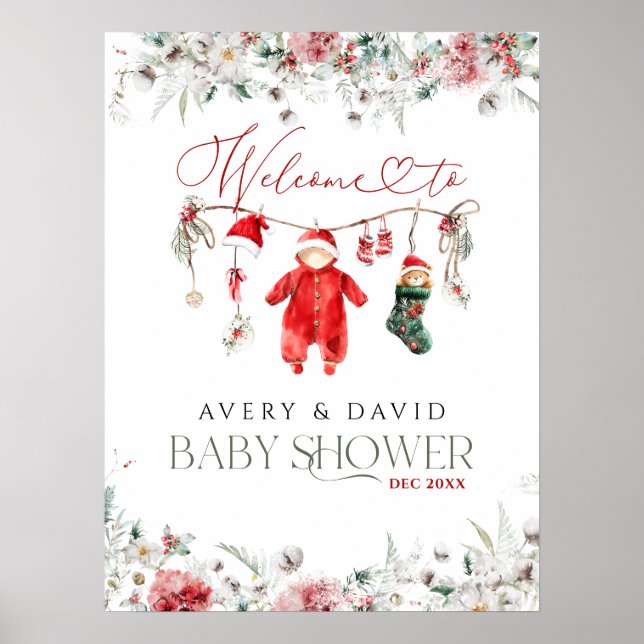 Poster Père Noël Baby Christmas Baby shower Bienvenue (Devant)