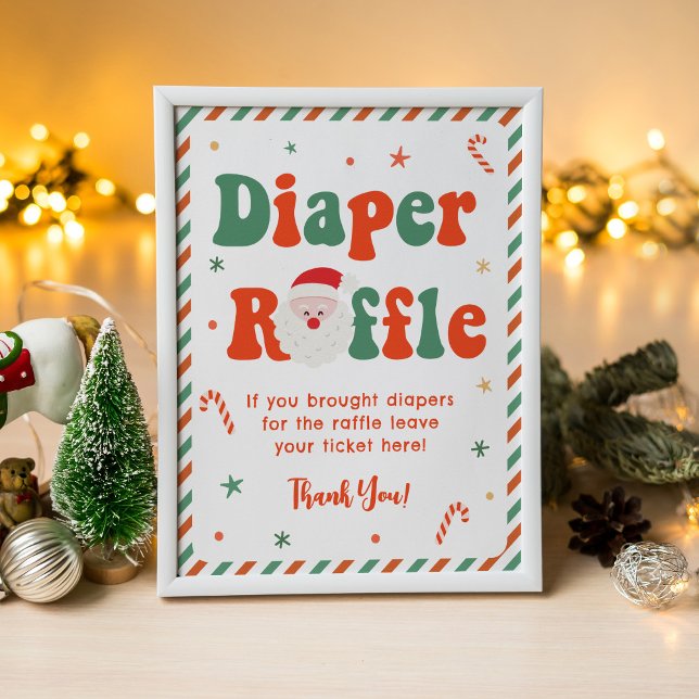Poster Père Noël Baby Christmas Baby shower Déchets Raffl (Créateur téléchargé)