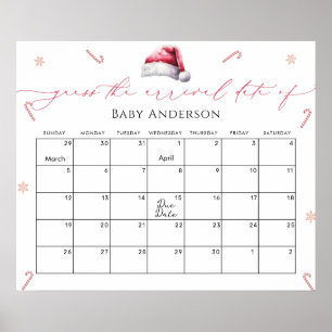 Poster Père Noël Baby Christmas Guess the due Date Calend