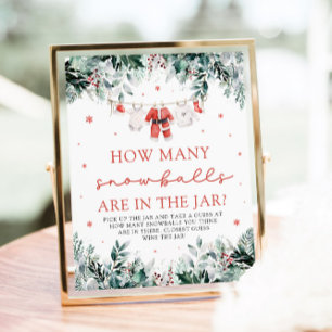 Poster Père Noël Baby Devine Combien de boules de neige B