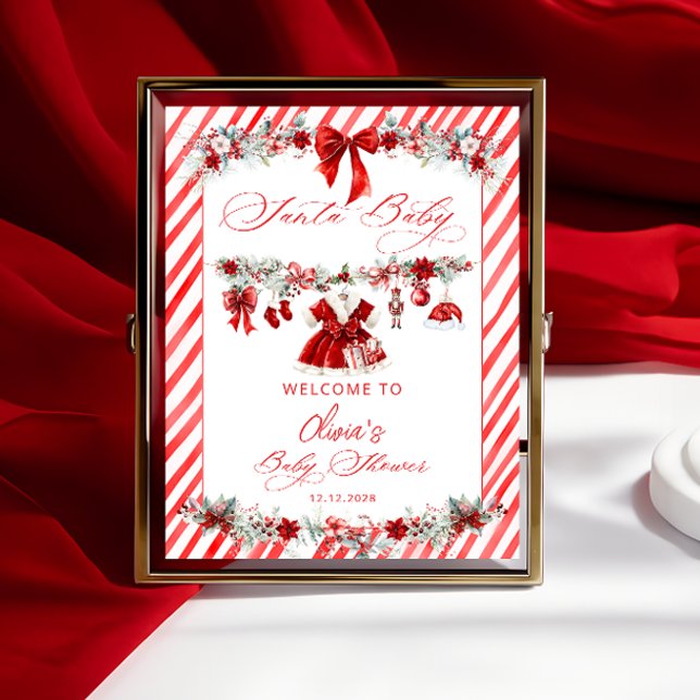 Poster Père Noël Baby Girl Clothes Baby shower Bienvenue (Créateur téléchargé)