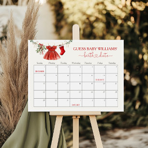 Poster Père Noël Baby shower Date d'échéance Calendrier J