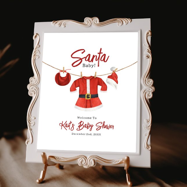 Poster Père Noël Baby shower fille robe bienvenue (Créateur téléchargé)