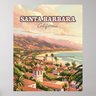 Poster Père Noël Barbara Beach Côte Centrale Californie R