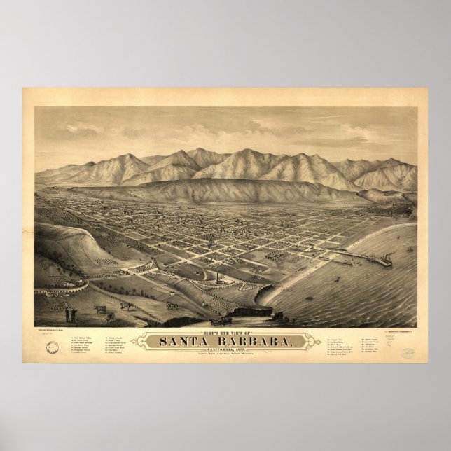 Poster Père Noël Barbara California 1877 Carte panoramiqu (Devant)