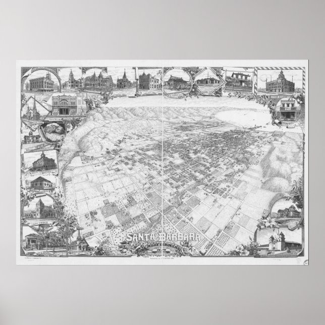 Poster Père Noël Barbara California 1898 Carte panoramiqu (Devant)