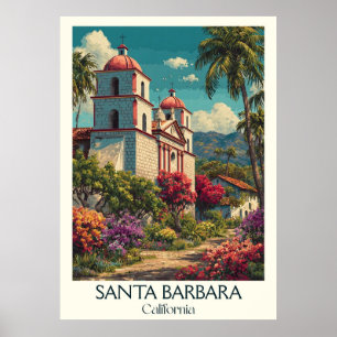 Poster Père Noël Barbara California Art Imprimer   Charme
