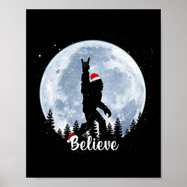 Poster Père Noël Bigfoot Christmas Rock Roll Sasquatch Be (Devant)