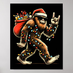 Poster Père Noël Bigfoot lumières de Noël Rock drôle Sasq