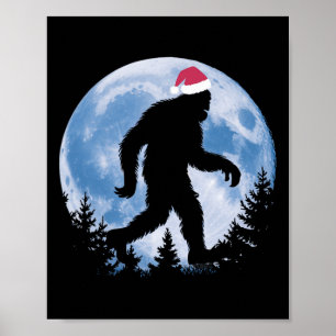 Poster Père Noël Bigfoot Noël Lune Drôle Sasquatch Belie