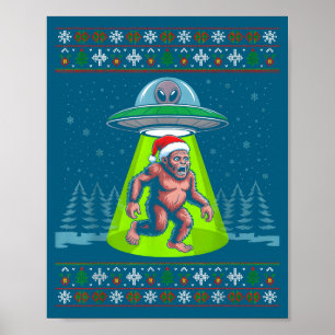 Poster Père Noël Bigfoot Ufo Sasquatch Noël drôle et laid