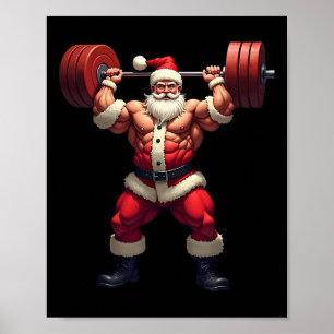 Poster Père Noël bodybuilding Bodybuilder Noël Gym