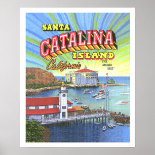 Poster père Noël Catalina avec frontière 14 x 17