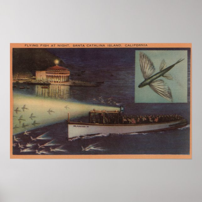 Poster Père Noël Catalina Island, CA Casino, Flying Fish (Devant)
