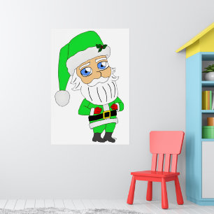 Poster Père Noël chibi en costume vert
