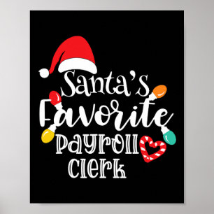 Poster Père Noël Commis Préférés de paie Lumières de Noël