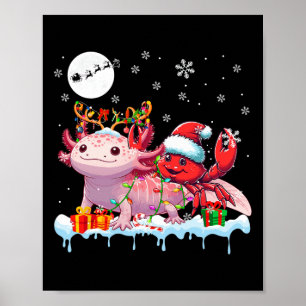 Poster Père Noël Crabe équitation Axolotl Reindeer Mer de