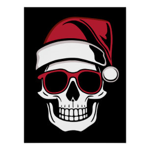 Poster Père Noël crâne Goth Noël