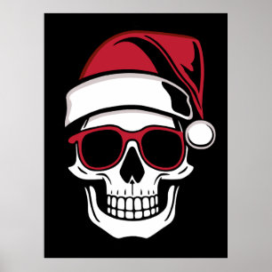 Poster Père Noël crâne Goth Noël