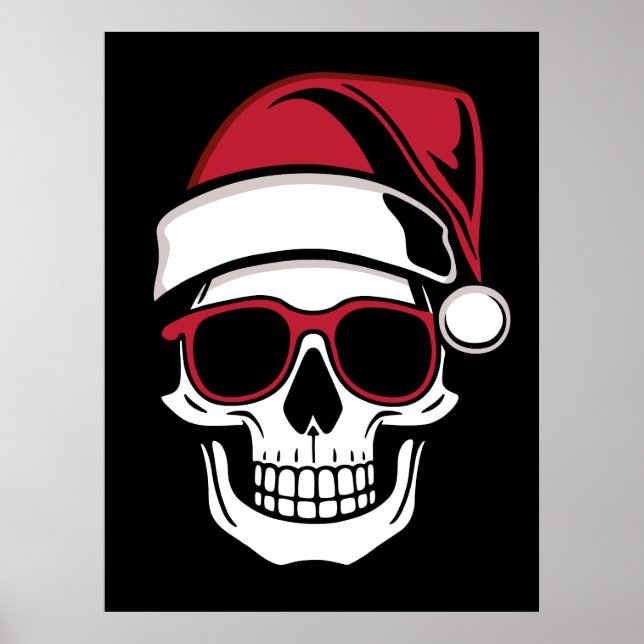 Poster Père Noël crâne Goth Noël (Devant)