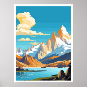 Poster Père Noël Cruz Argentina Voyage illustration Vinta