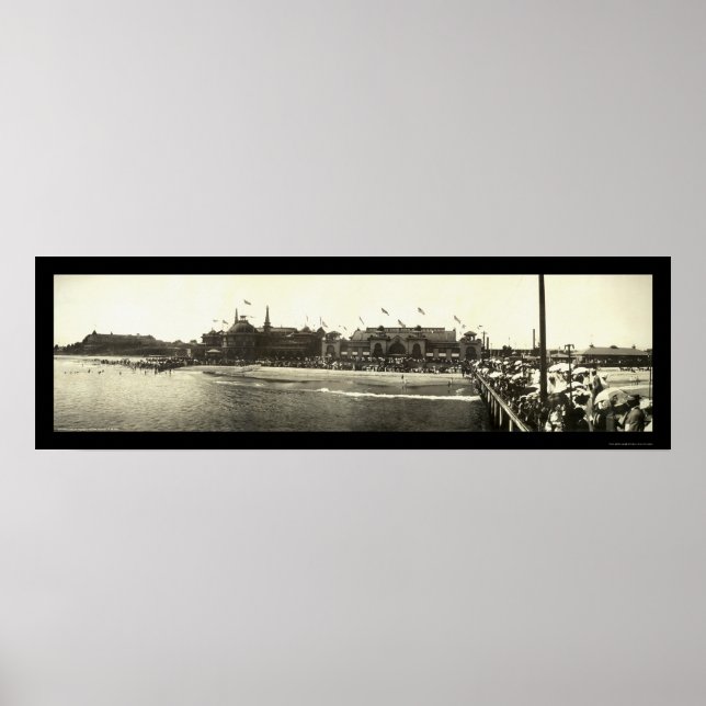 Poster Père Noël Cruz CA Beach Photo 1908 (Devant)