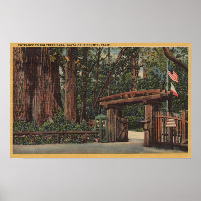 Poster Père Noël Cruz County, CA Entrée de Big Trees Park (Devant)