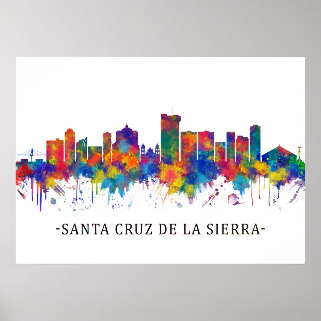 Poster Père Noël Cruz de la Sierra Bolivia Skyline (Devant)