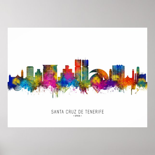 Poster Père Noël Cruz de Tenerife Espagne Skyline (Devant)