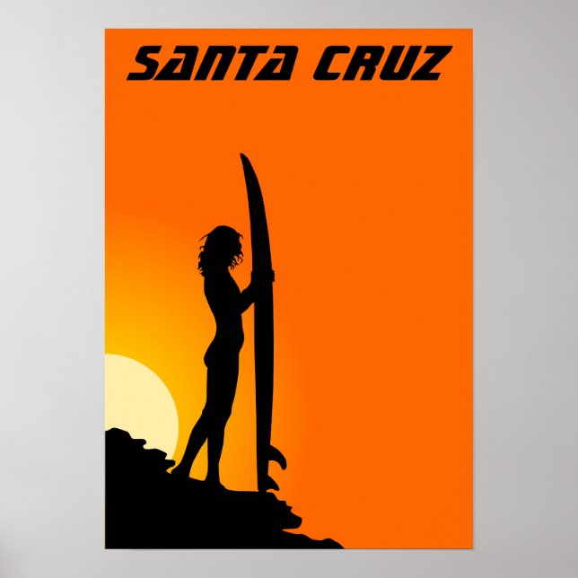 Poster Père Noël Cruz fille de surf de Californie (Devant)
