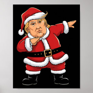 Poster Père Noël Dabbing Trump Xmas Lumières Filles Garço