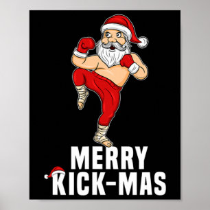 Poster Père Noël de kickboxing de Noël Cadeau de Kickmas
