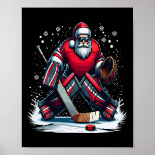 Poster Père Noël de Noël Gardien de but de hockey Sweat d
