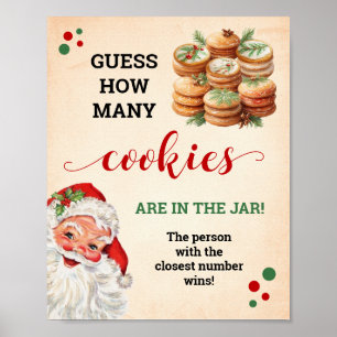 Poster Père Noël Devine Combien de cookies Jeu Signal de