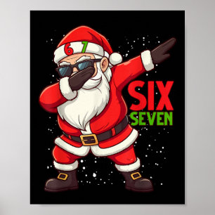 Poster Père Noël drôle Dab Six Sept Noël 67 Mème Gen Al