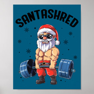 Poster Père Noël drôle de Père Noël Meme Noël Gym Bodybui