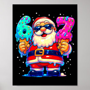 Poster Père Noël drôle dit six sept 67 Meme Noël Xmas 