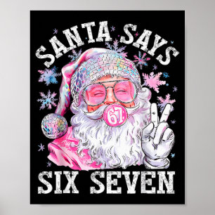 Poster Père Noël drôle dit six sept Noël 67 Meme Xmas