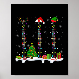 Poster Père Noël Elf Reindeer Clarinet Xmas Light Musical