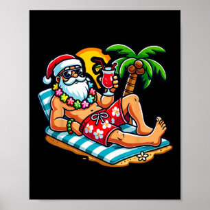Poster Père Noël en maillot de bain Noël en juillet à la 