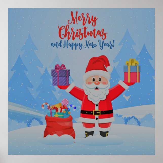 Poster Père Noël Et cadeaux (Devant)