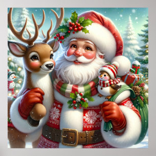 Poster père Noël et Compagnons